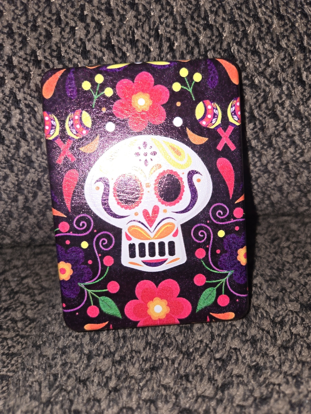 Sugar Skull Compact Mirror, Make Up Mirror NEW Floral  Purple, Pink & White